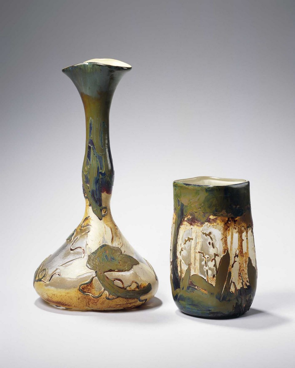 Vase soliflore et petit vase carré « aux muguets »